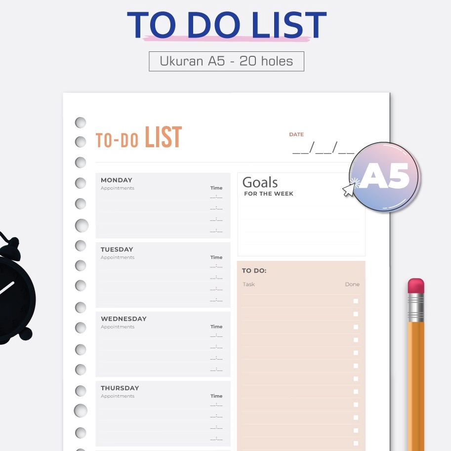 

Promo Terbatas Bukuqu Loose leaf A5 L214 To Do List Kertas Binder