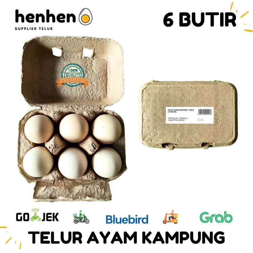 

TELUR AYAM KAMPUNG 1 BOX = 6 BUTIR HENMART