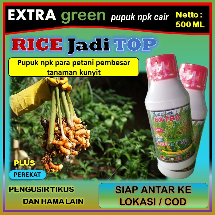 Pupuk tanaman kunyit npk cair lengkap ( EKTRA GREEN RICE jadi TOP ) 500 ml - pupuk penyubur tanaman 