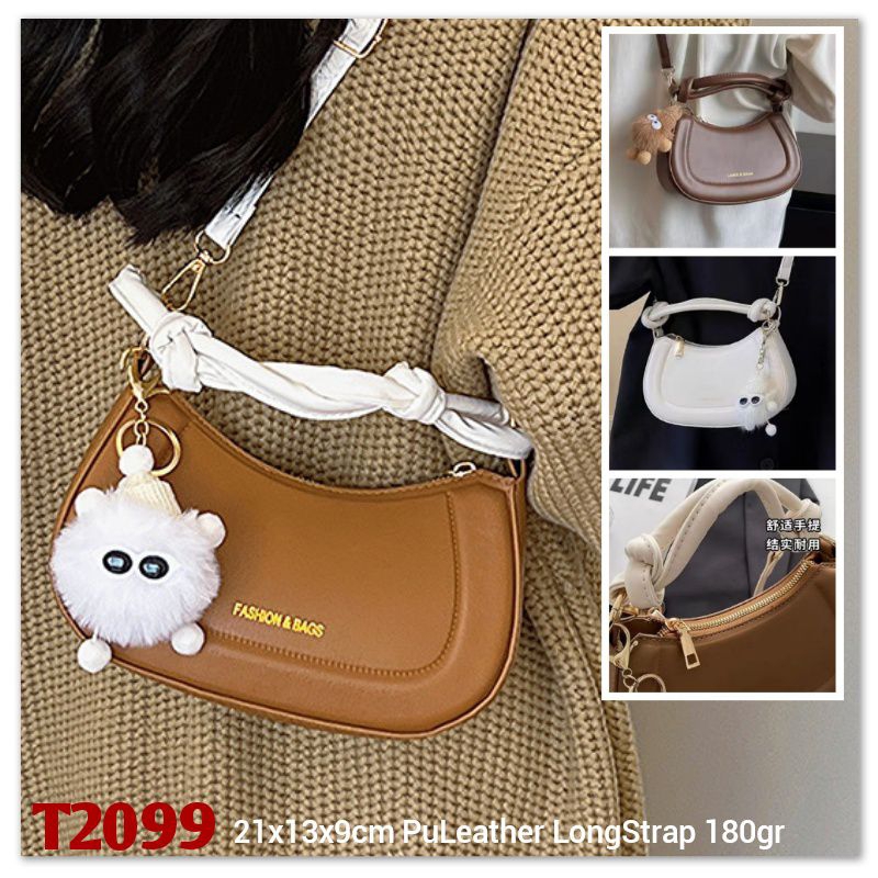 Gij. T2099 1kg7 FASHION & BAGS SADDLE BAG 21cm Coffee, Brown, Beige Tas Selempang Handbag Wanita Tas