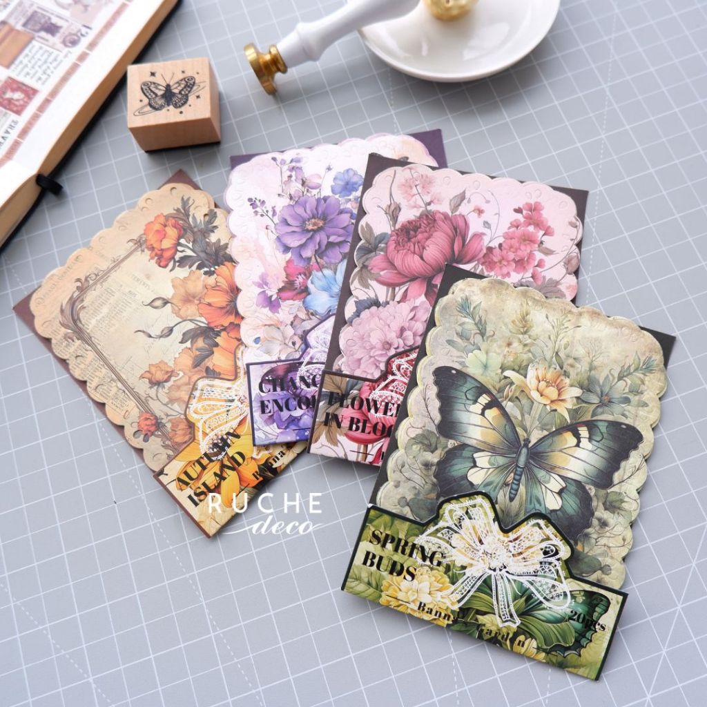

RUCHE DECO - Deco paper 18 Laced Border Flower / Aesthetics Decor Craft Paper / Decorative Paper Scrapbook BuJo