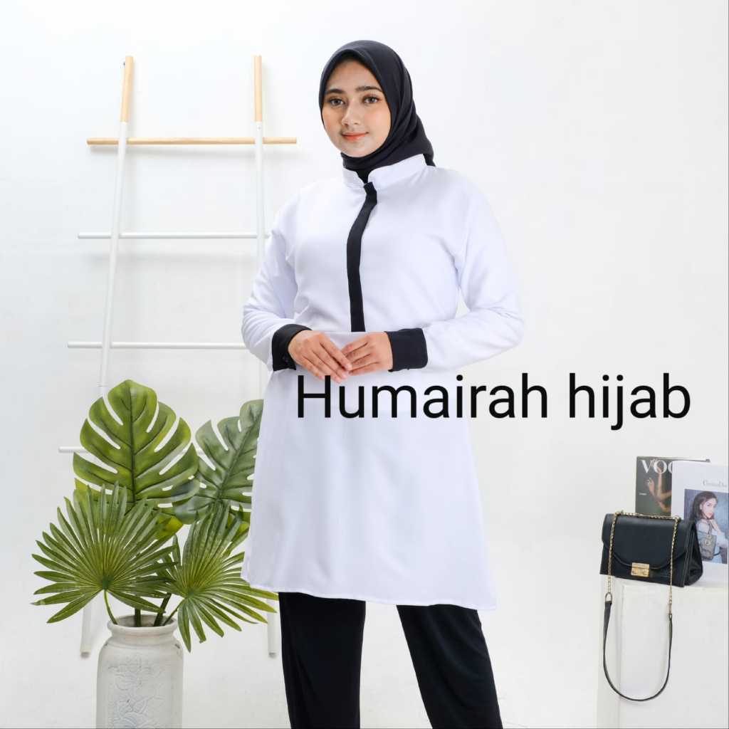 HUMAIRAH HIJAB ATASAN SERAGAM PNS /ASN /GURU TERBARU / TUNIK BAJU WANITA SERAGAM PNS PUTIH BERSIH