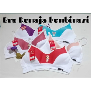 Bra Bh Sport Remaja Wanita Ibu Kombinasi Putih Tanpa kawat Busa Tipis Mei Li
