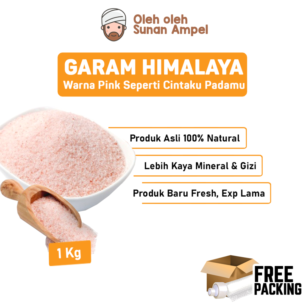 

GARAM HIMALAYA PREMIUM 1KG Organic Lebih Kaya Nutrisi Pink Rock Himalayan Salt Natural Rempah Alami