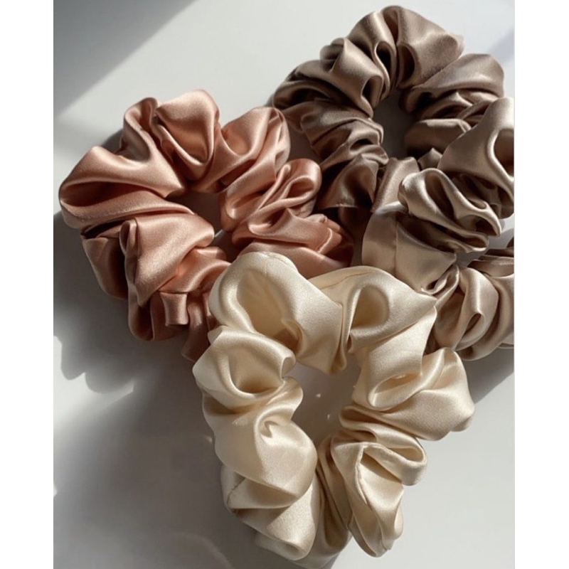 [ Souvenir pernikahan tanpa Tag ] Scrunchie Bahan Silk Ikat Rambut Aksesoris Korea Lucu Souvenir Per