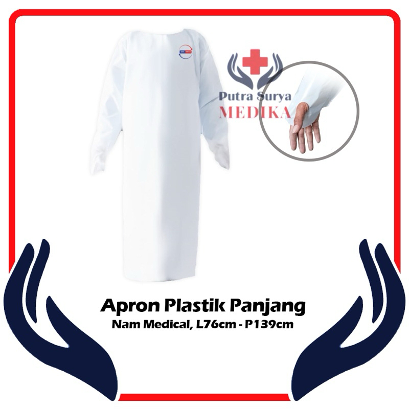 Apron Celemek Plastik Lengan Panjang APD Disposable Medis Nam Medical