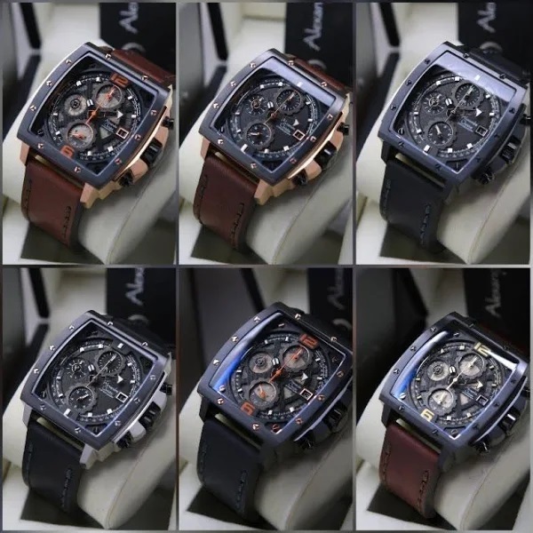 AC 6376 Besi & Kulit Jam Tangan Original Alexandre Christie