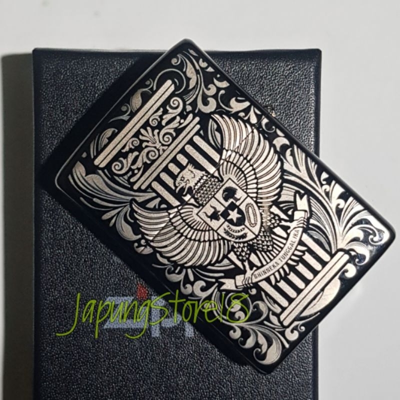 Korek Api Zippo Istana negara grafir laser zippo custom Lambang garuda korek api unik