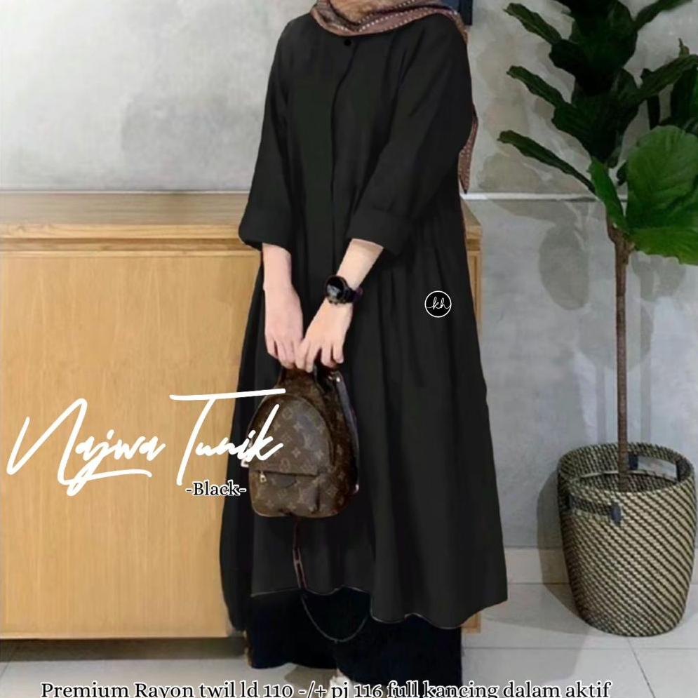 Atasan Wanita Kekinian/Najwa Tunik/Long Tunik/Tunik Jumbo/Tunik Wanita Terbaru 2024/Tunik Rayon