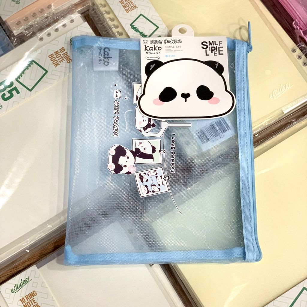 

(Original) Gramedia Pekanbaru - KAKO CUTE PANDA ZIPPER POCKET MESH A5 BLUE