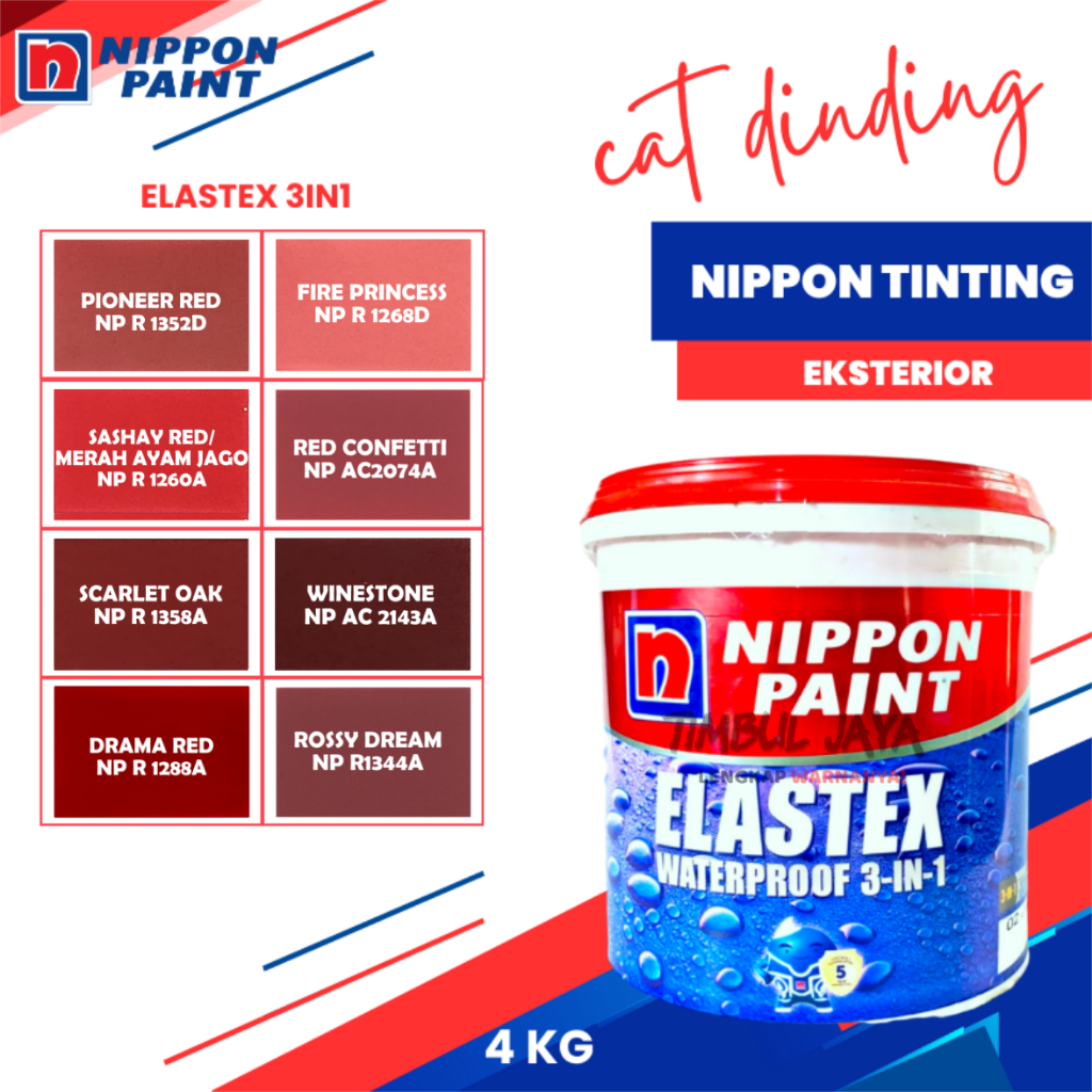 LENGKAP Nippon Elastex Anti Bocor 4 kg / elastex 4 kg / cat tembok luar rumah anti air / cat tembok 