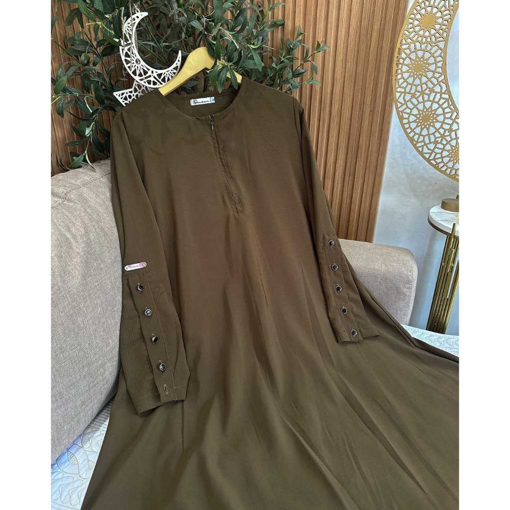 Terbaru Mazaya Button Abaya Kancing Buhui Dress Batwing Kancing Polos Arab Turkey Premium Abaya Crnk