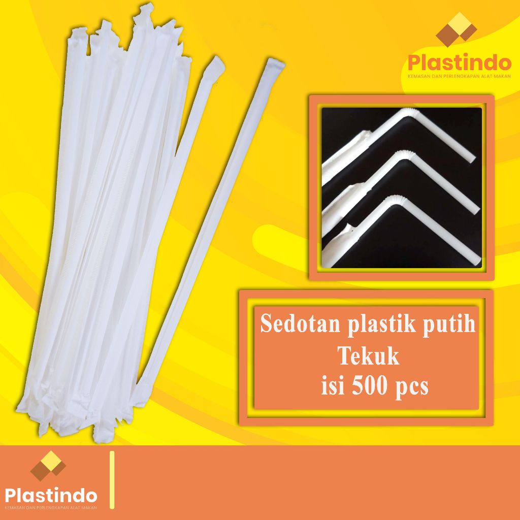 Sedotan Plastik Fleksibel Bengkok Putih Wrapping Paper Cover Kertas | Sedotan Putih