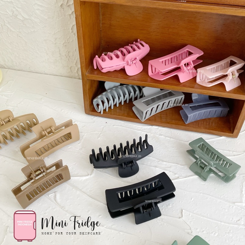 [MINIFRIDGE] Jepit Rambut Model Kotak Bolong Warna Matte 8cm 10cm 11cm Hair Clip Square Hair Claw Do
