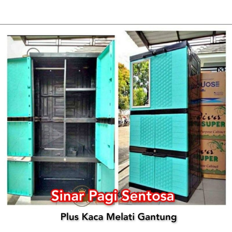 PROMO LEMARI PLASTIK AQUOSE PLUS KACA gantung dan tanpa gantng