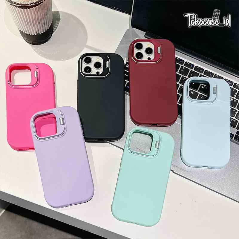 Softcase Silikon Case Procamera Macaron Stand Air Bag Case Bening For Iphone  7 8 7+ 8+ X Xs Max Xr 