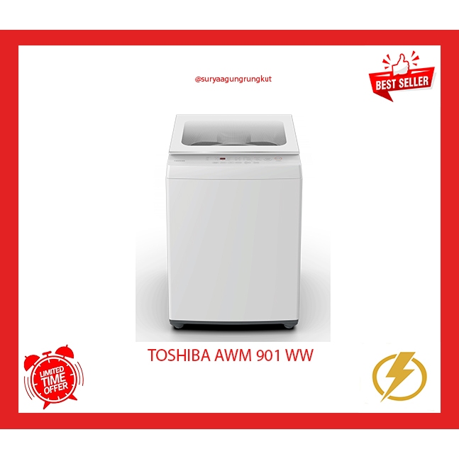 MESIN CUCI TOSHIBA 1 TABUNG 9 KG 400 WATT - AWM 901 WW