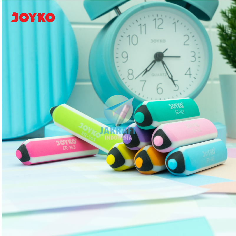 

(1 Pcs) Penghapus Tanpa Ampas Model Pensil JOYKO ER-143 Dust Free Pencil Eraser Warna Warni Berkualitas