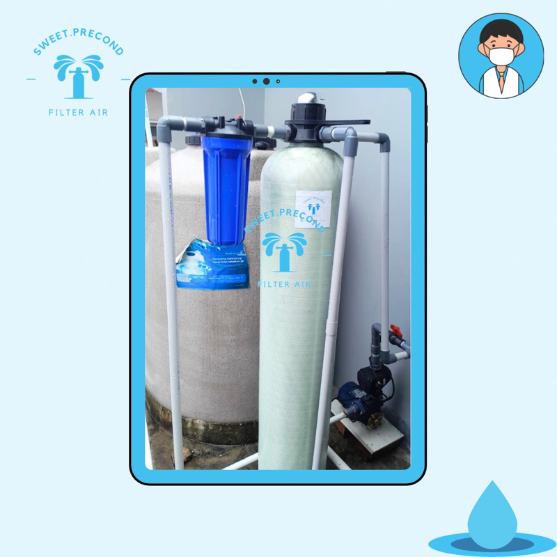 FILTER SARINGAN AIR Paket Filter Air Tabung 1054 dengan Media Lengkap dan Housing Kecil untuk Air Ke