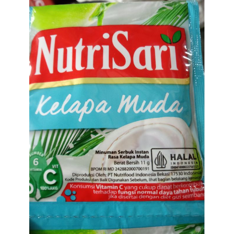 

nutrisari rasa kelapa muda per renceng isi 10 sachet