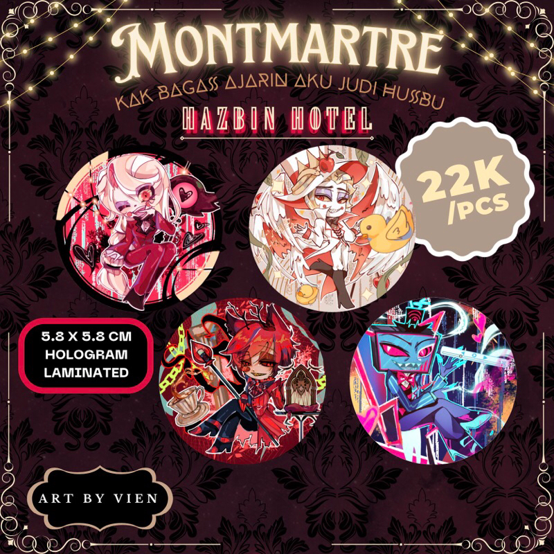 HAZBIN HOTEL PIN BADGE | BROS PIN HAZBIN HOTEL (CHARLIE, ALASTOR, VOX, LUCIFER)Mech