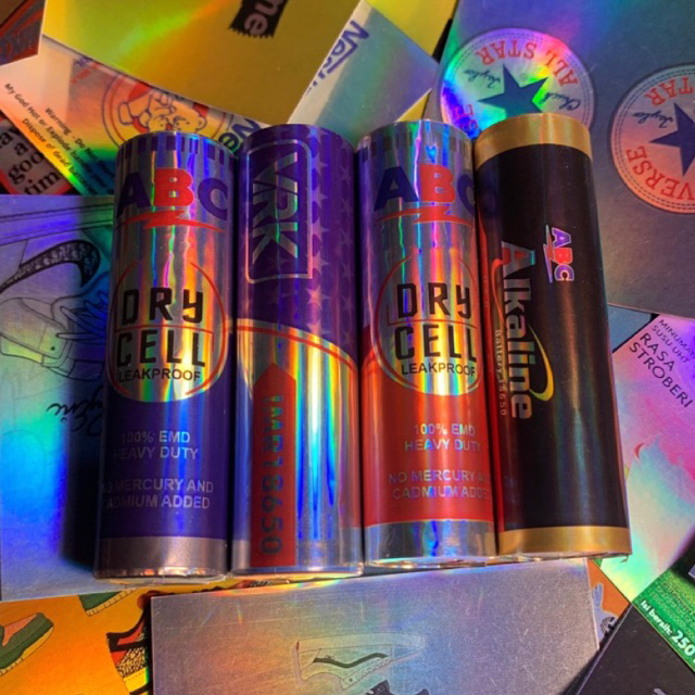 AICO - Skin Wraps Baterai 18650 21700 HOLOGRAM Big Brand Nike ABC Merah Putih Pink Original Desain S