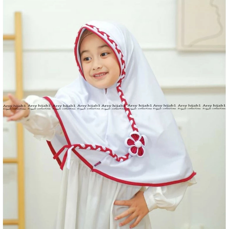 Jilbab Anak Sekolah Tali Untun Size 6 - 9 Tahun | Kerudung Sekolah TK & SD Hijab Anak Sekolah Kaos P