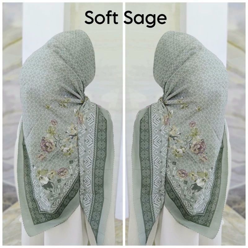 Jilbab Motif Voal Premium Soft Sage Mewah