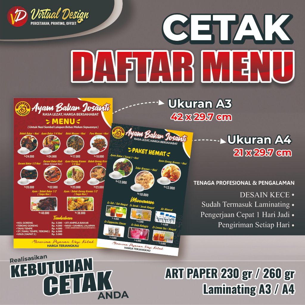 CETAK DAFTAR MENU || BUKU MENU TERCEPAT DAN MURAH
