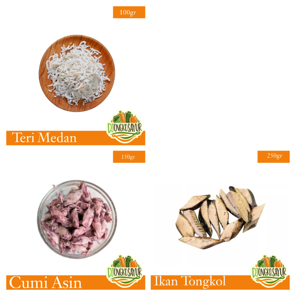 

[500gr - 1kg] Cumi Asin / Teri Medan; Teri Nasi Asin / Pindang Tongkol Asap