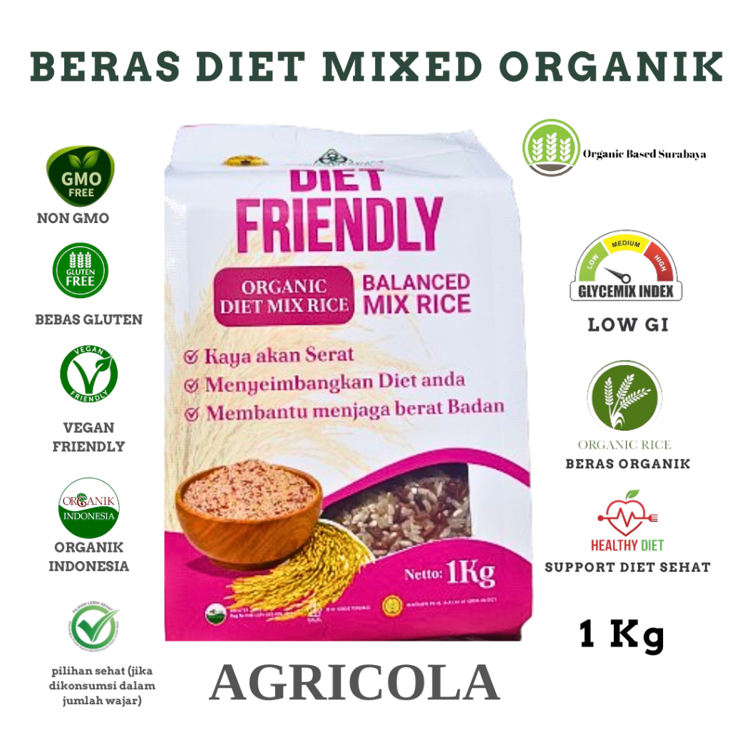 

ASLI Beras Diet Premium Organik, Beras Mixed, Beras Diet, Halal, Non GMO, Rendah IG, Bebas Gluten