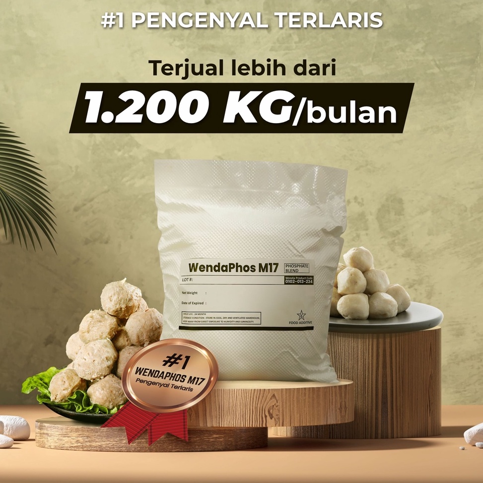 

Disc Xtra Wendaphos M17 Blend phosphate lebih optimal dari STTP Pengenyal bakso halal Sejenis Phosmix atau Fibrisol Fosfat Tepung pengenyal Grosir 1kg