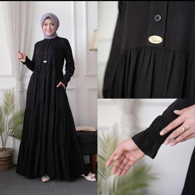gamis salvina khusus hitam