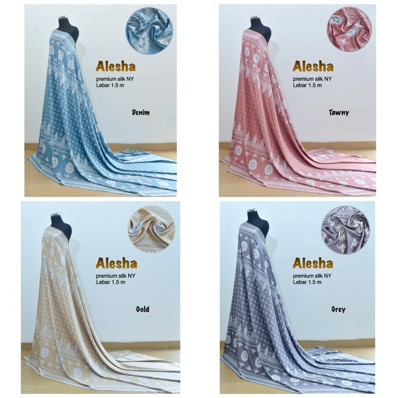 kain meteran motif Alesha| kain silk NY | kain meteran motif branded