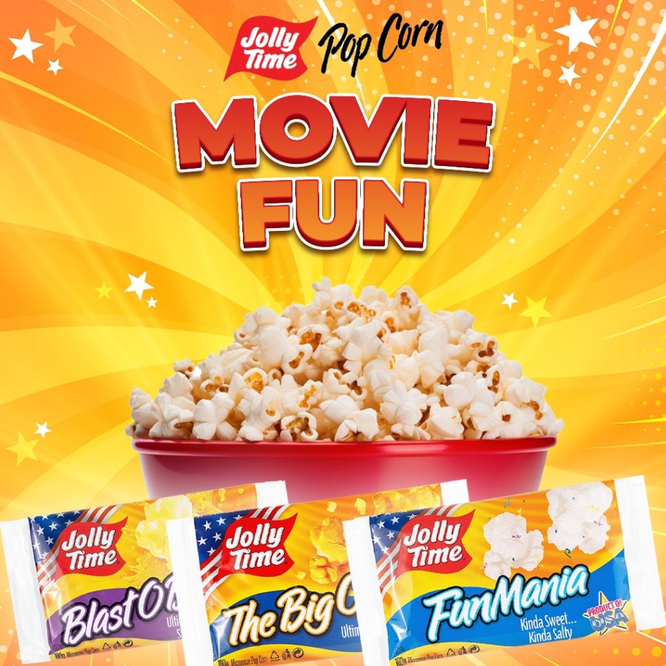 

Ready Now Jolly Time Paket Movie Fun 1BOB 1FM 1TBC Mircowave Popcorn Live