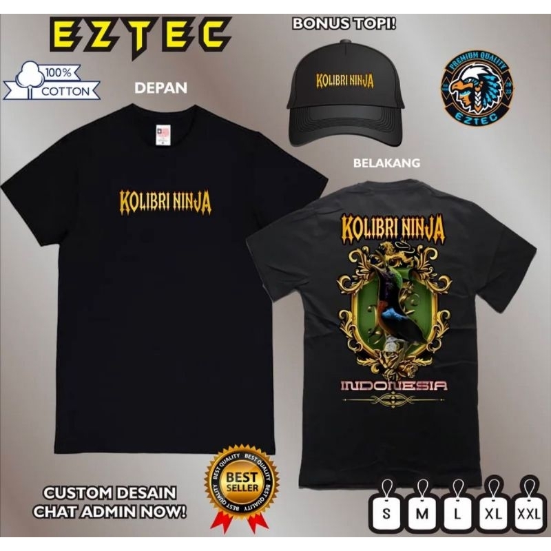 KAOS KOLIBRI NINJA INDONESIA BONUS TOPI