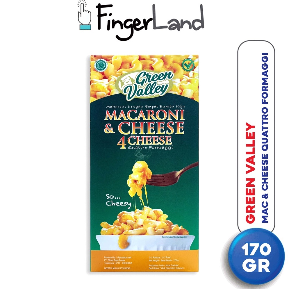 

Kepoin aja GREEN VALLEY Macaroni and Cheese Quattro Formaggi 17 Gr 4 Jenis Keju