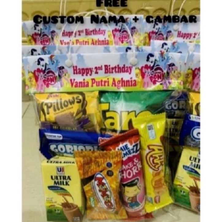 

Ekstra benefit Paket Snack Ulang Tahun Free Custom Nama