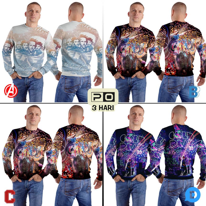 Crewneck Coldplay Band Sweater Fullprint Bahan Polyester Jersey | SKU-2499501