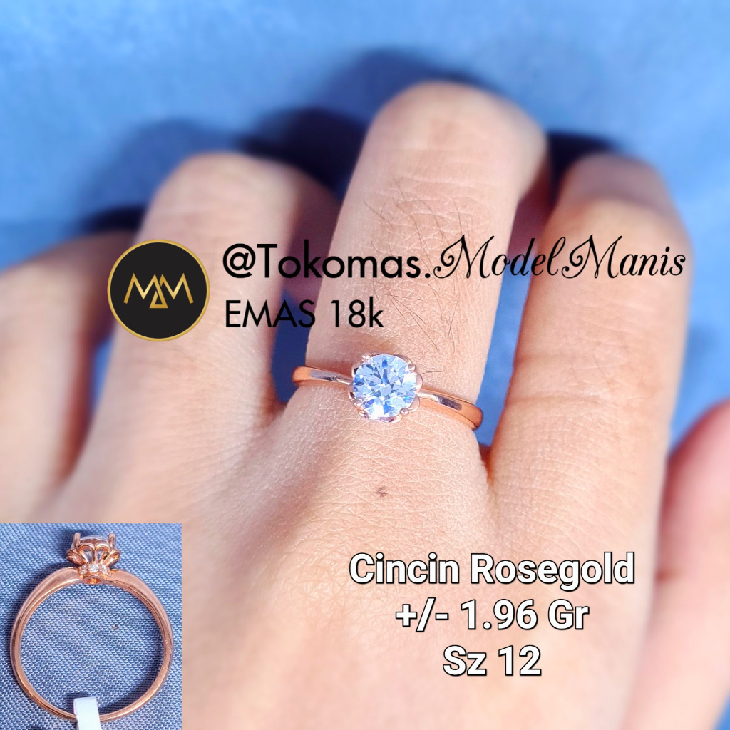 Cincin solitaire rosegold 755 kadar 18k