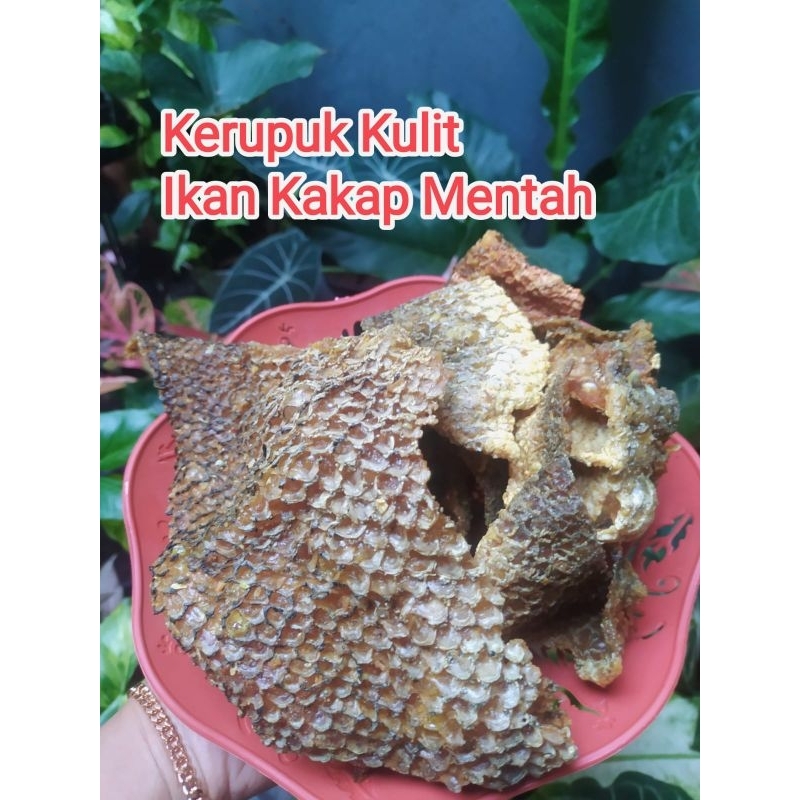 kerupuk Krupuk keripik kulit ikan kakap mentah 500 gram  tanpa tepung sudah berbumbu tanpa dijemur n