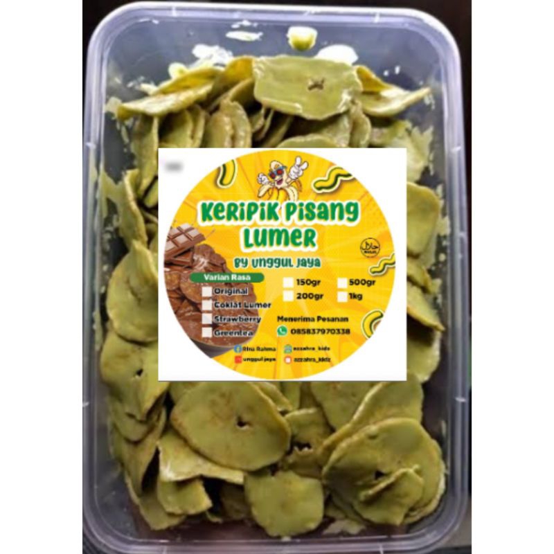 

keripik pisang lumer, coklat, strawberry, greentea, tiramisu 250g