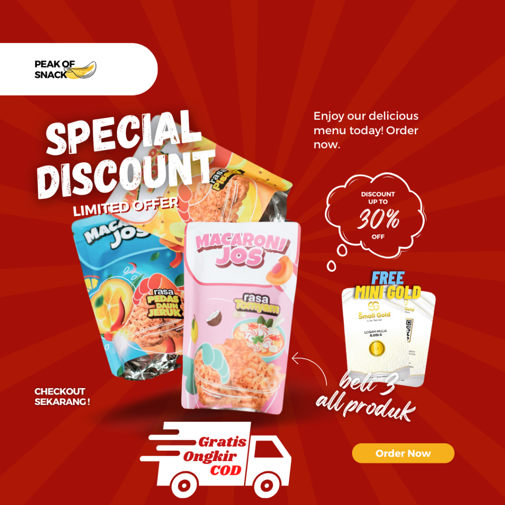 

[ GRATIS EMAS ] Promo Bundling Beli 3 pcs Snack 100 gr Bebas Pilih Varian dan Macam - PEAK OF SNACK