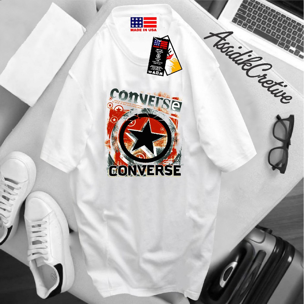 Kaos Pria Tshirt Converse Lengan Pendek Tag USA