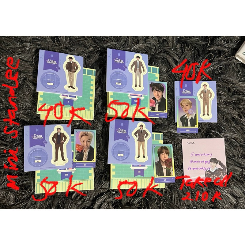Mini Standee + papper room Festa D-day calender bts sharing (RM, Jin, Suga, Jimin, V) official