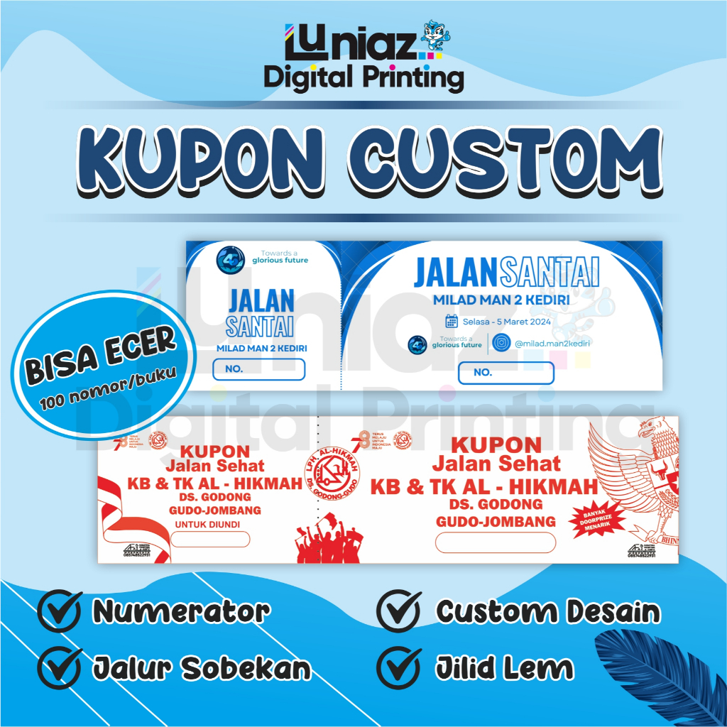 

CETAK KUPON UNDIAN AGUSTUSAN UNDIAN BISA ECER | 1 BUKU | KUPON UNDIAN MURAH | KUPON CUSTOM MURAH