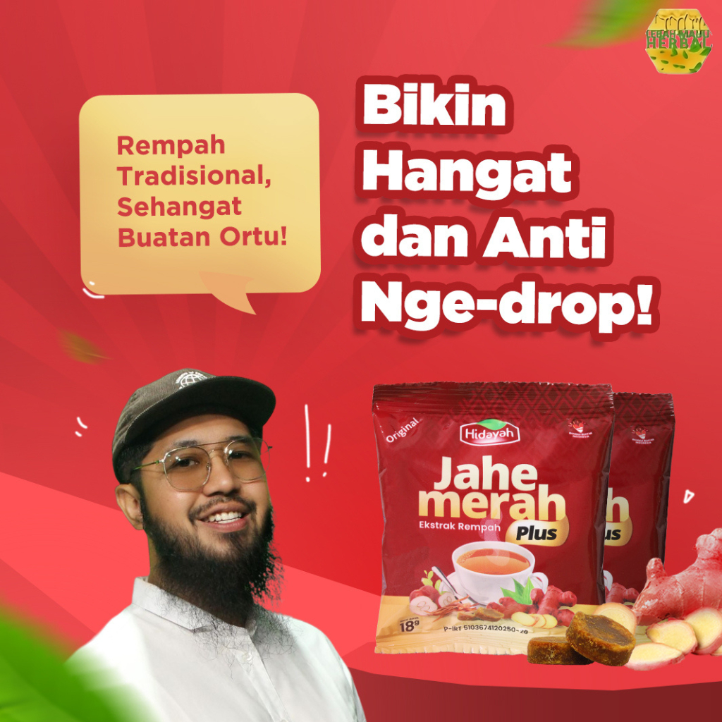 

Jahe Merah Hidayah - Minuman Jahe Herbal - 10 Sachet