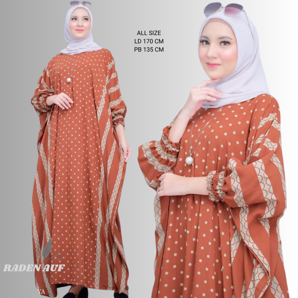 Baju Kaftan Premium Jumbo Busui Resleting Depan Lengan Panjang