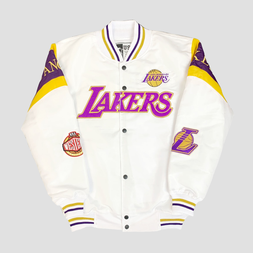 hOBIPAS Jaket Varsity Lakers Series  Jacket Pria Dan Wanita Full Bordir Original