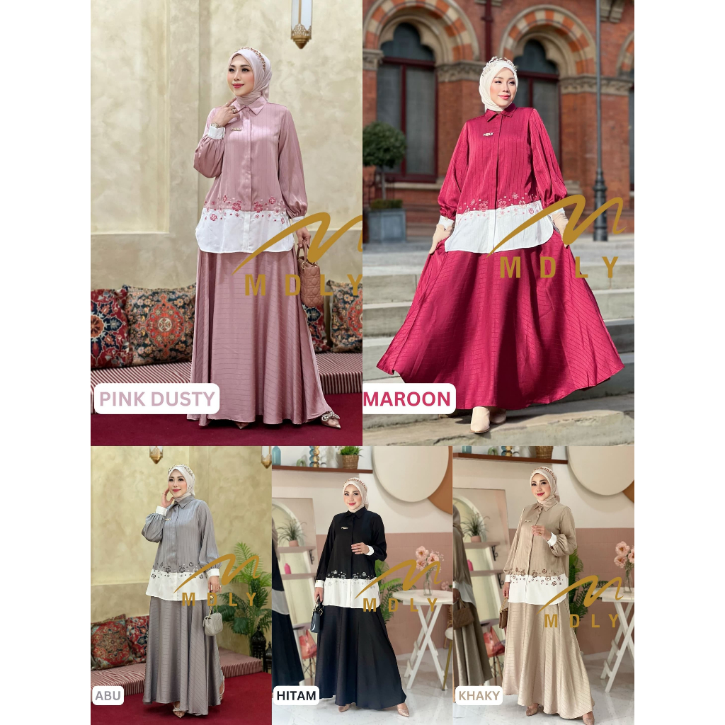 MDLY Original Terbaru Baju Setelan wanita Oneset Set Rok Premium Aneisha Set by Mdly